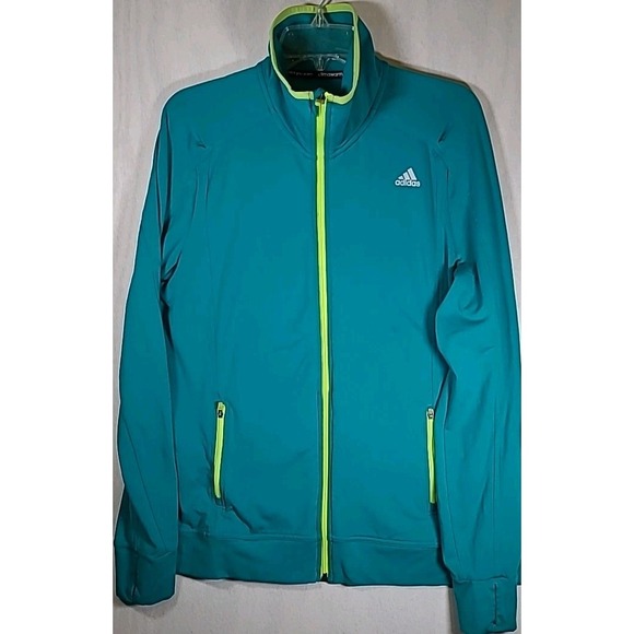 Adidas‎ Climawarm Jacket Womens Size Large Green And Yellow Long Sleeve - Picture 1 of 11